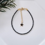 天然石ブラックスピネル(2mm)のブレスレット [サージカルステンレス316(ゴールド)]