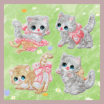 WP012　かわいい子猫の刺繍ワッペン　シールワッペン　猫　動物