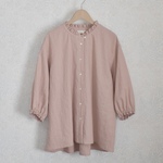 ◯SALE◯フリル襟のブラウス・くすみピンク（七分袖）