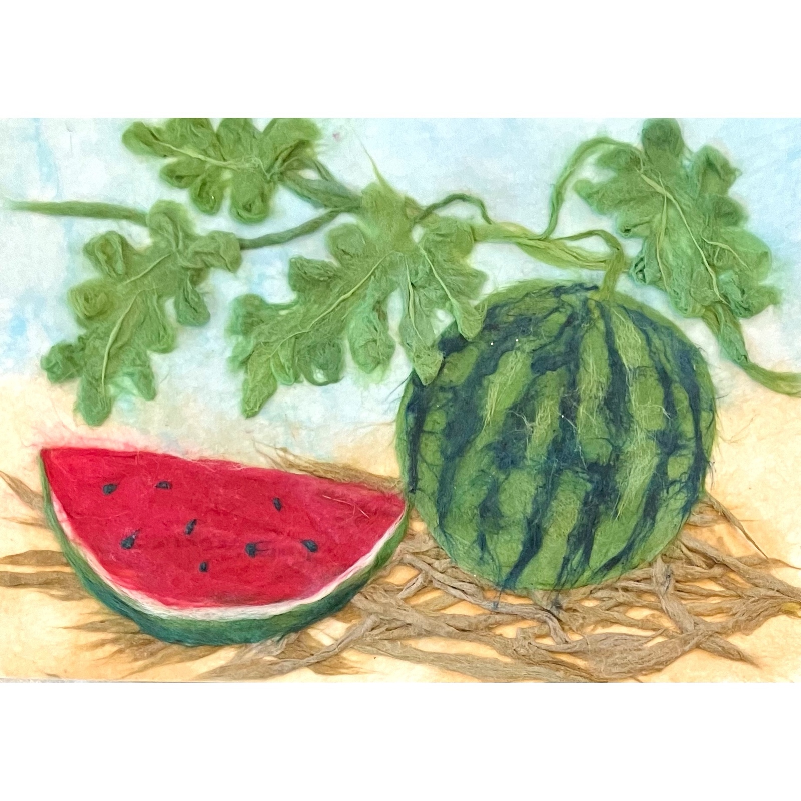 植木スイカ　色鉛筆画　はがきサイズ原画 植木スイカ 色鉛筆画 はがきサイズ原画 植木スイカ 色鉛筆画