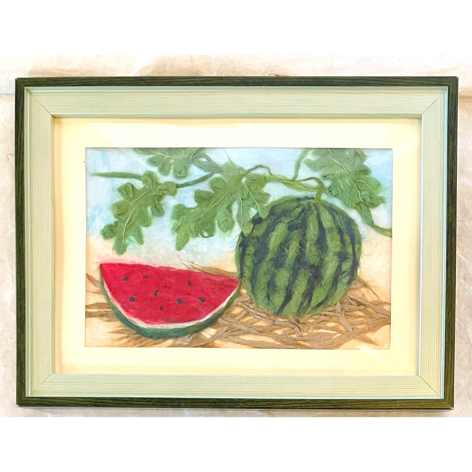 和紙ちぎり絵原画『からすうりと杉の葉』P10号横(530×410mm) 和紙ちぎり絵原画『からすうりと杉の葉』P10号横(530×410mm)