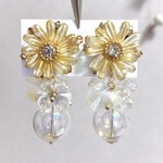 sunflower⭐︎*･《イヤリング/ピアス/サージカルステンレス/ひまわり/フラワー/オーロラ/ガラスドーム/イエロー》