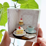 ✩.*˚選べるカップ★喫茶店の苺のショートケーキセット★プリン付き ミニチュアケーキ ミニチュアプリン