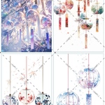 B-43 夏 風鈴  背景紙 素材 コラージュ collage シート sheet achashop