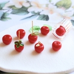 新作★フルーツ　りんご　トマト　ガラス細ガラスビーズ  ガラスチャーム　レッド