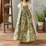 コットンオーガンジーカシュクールワンピース&フラワー柄キャミソール(イエロー)  2点セット　22cmドールサイズ