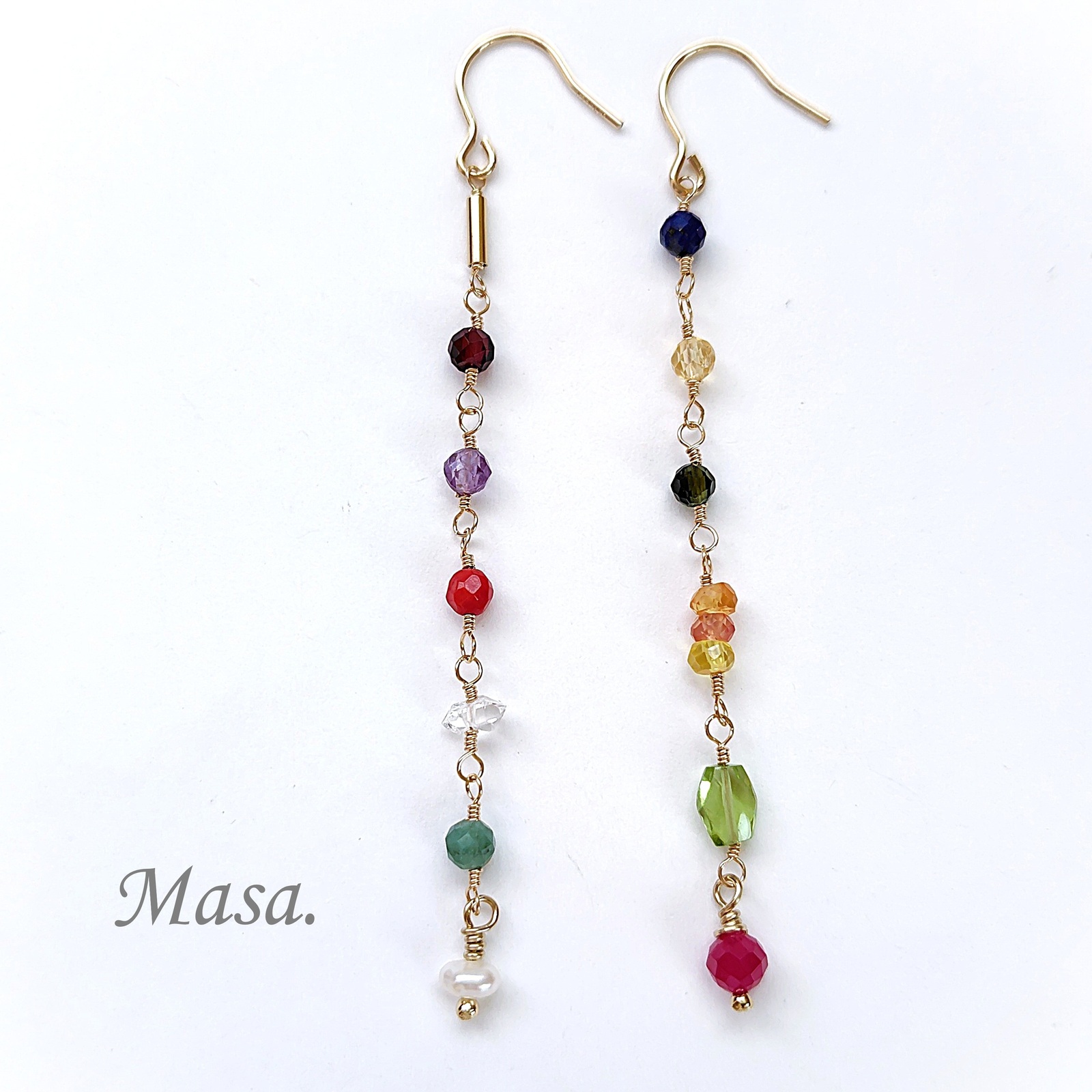 再販＊【14Kgf】稀少石ドラゴンガーネットのpetitピアス（片耳