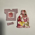 【受注】花柄サロペとしましま半袖/ぴんく《ねんどろいどどーる/オビツ11/標準/脚長/ピコドー9/10/YMY11修正版》