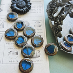 ラスイチ【2コセット】#czech beads#チェコビーズ　♡heart21㍉marineblue/shabby picasso