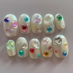 キラキラパーツもりもりオーロラネイルチップ💎✨