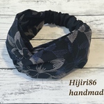 刺繍生地 数量限定 ブラック フラワー クロスターバン ヘアバンド ターバン