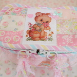 hana*ハンドメイド★パッチワークスクエアバニティポーチ★レトロアニマル