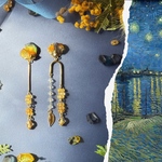 【絵画モチーフ】【1way】ゴッホ「ローヌ川の星月夜」イヤリング・ピアス 