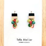 【1点もの】ウッドビーズ遊び　ピアス/イヤリング（12）
