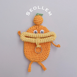 パクパクモンスター キーケース オレンジ みかん 手編み 編み物 かぎ針編み