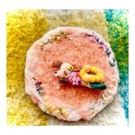 🌻 はみ出しダックスちゃん羊毛フェルトブローチ&びばコースター( サーモンピンク色　)のセット」🌻