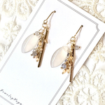 グレーオニキス・シトリンとアイオライトのゴールドピアス