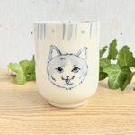 絵しりとり湯呑み ハチワレ猫さん 舌ペロ