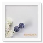 【限定300円】　和柄／青海波模様　ボタンピアス　12㎜　　<15>