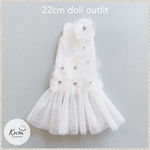 お花モチーフのソフトチュールドレス  wash cotton white