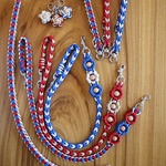 ＜ご依頼品＞パラコードで編む首輪とリード　愛する小さなお花畑