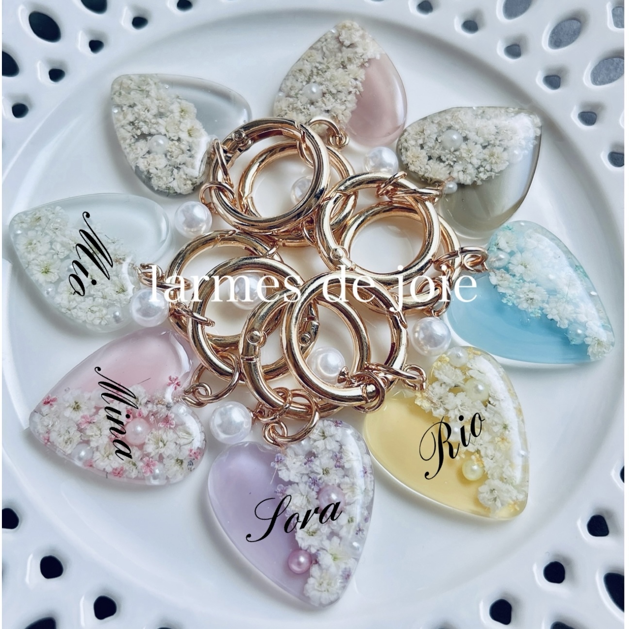 Heart Flowe】レジン ドライフラワー キーホルダー ブーケ レジン名