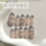 サイズオーダーネイルチップ キラキラフレンチとハートのネイルチップ ♡