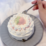【ポーチ】かぎ針編み まるで本物のようないちごショート風 ファスナーポーチ