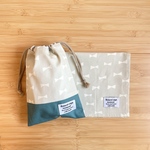 《限定数1》40×60/無地 ランチョンマット&巾着袋セット　大人かわいい♡リボン柄　給食袋　中学生/高学年