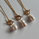 ［gold］バロックパールのマンテルネックレス｜ゴールド／アレルギー対応・ステンレス・淡水パール［GKN018］