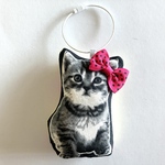 リボン猫のふんわりバッグチャーム＊ピンクリボン