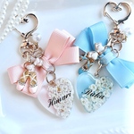 【Ribbon Heart】　バレエキーホルダー　お名前チャーム　おまもり　名前入れ　名入れキーホルダー　おしゃれ　大人かわいい　推し活　お揃い　友達　お稽古バック　ネームタグ