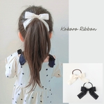 ひとつ結びが可愛くなる♡　コーデの主役にもなるリボン ⋆˖ ୨୧　ヘアゴム　大きめ　レース　ホワイト　白　ブラック　黒　キッズ　子ども　女の子　入園式　入学式　卒園式　発表会　プチギフト　プレゼント　