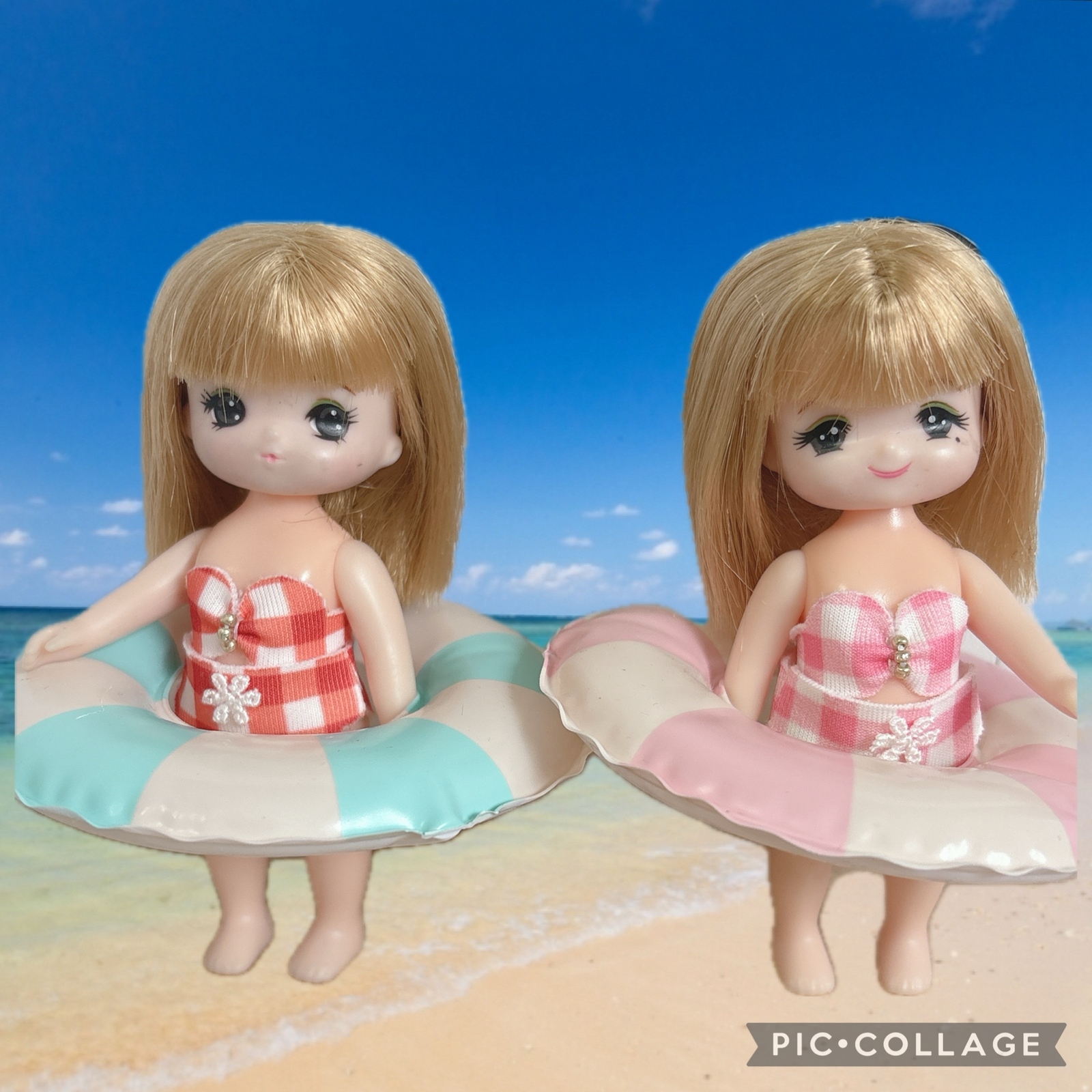 ミキちゃんマキちゃん 水着セット チェック柄 赤 ピンク - hachi