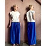 サラッと涼感❤️サイズ選べる❣️感動のワイドシルエット❤️ダボっとかっこいい大人のパンツ❤️ロイヤルブルー