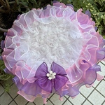 カフェマット💞pink purpleマット3💞直径51㎝（フリル含）