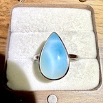 SV925 ラリマー　しずく　囲み枠　フリーサイズリング　17×10.4㎜