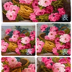 クロススティッチ完成品　大判　花かご刺繍　クロススティッチ