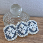 インド刺繍リボンヘアアクセサリー・バレッタ／ブルー        （6cm・8cm)