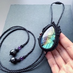 multi color labradorite / bolotie necklace #マクラメネックレス#