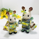 お母さんのミモザ柄浴衣セット