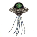 UFO エイリアン ビーズ刺繍ブローチ