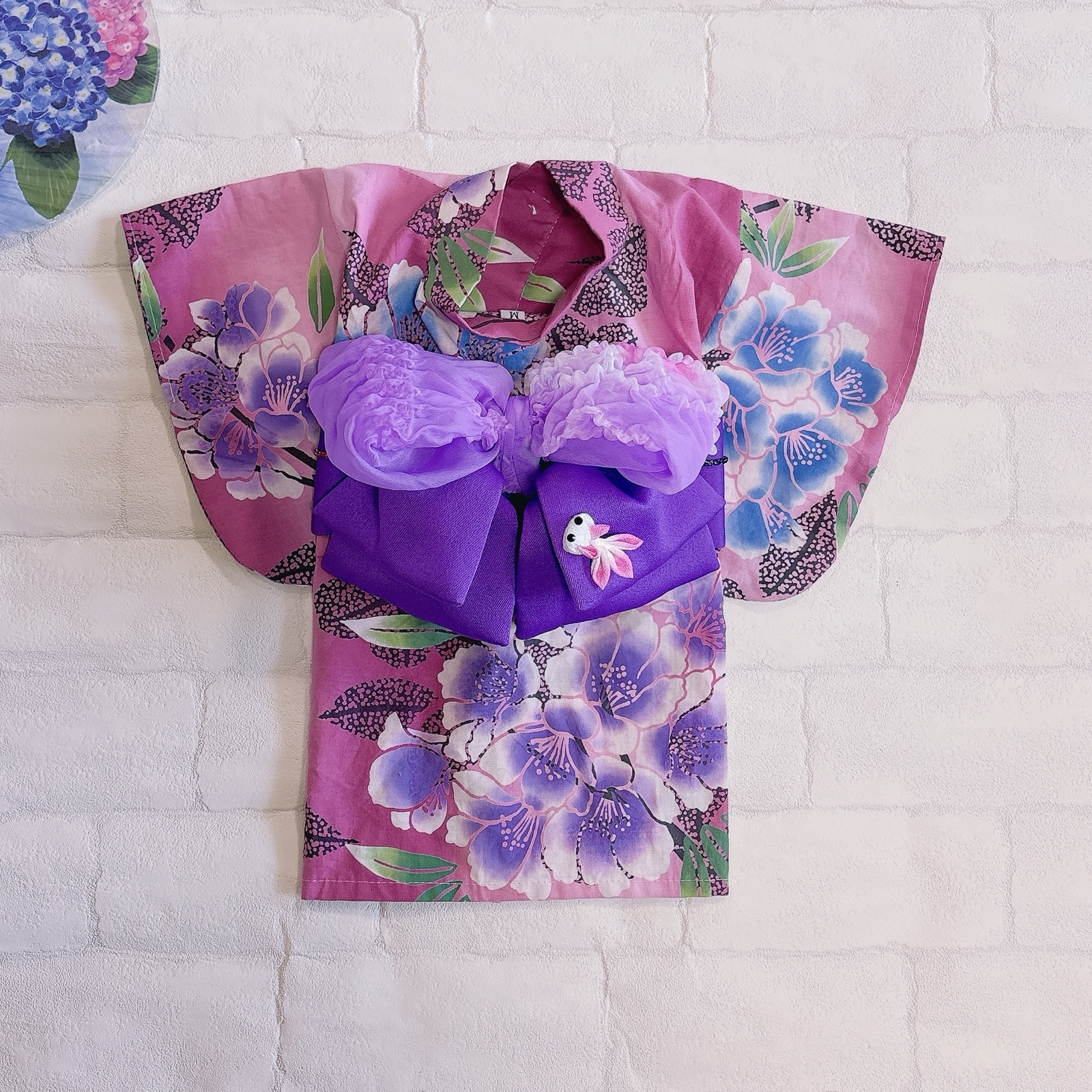犬の浴衣✨犬用本格本染浴衣 わんこ浴衣 ピンク 紫陽花