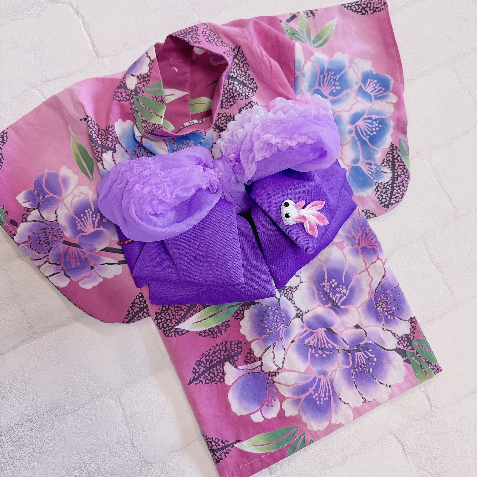 即納✨犬の浴衣✨犬用本格浴衣 vivi 紫×ピンク朝顔柄 Mサイズ ゆかた 犬服 犬の浴衣✨犬用本格浴衣 vivi 紫×ピンク朝顔柄 Mサイズ