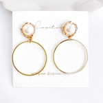 【送料込】ミニパール×キラキラリング☆ピアス