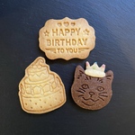 <リニューアル>お誕生日クッキー（バースデー猫とケーキとメッセージ）