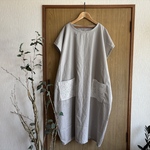 SALE*綿麻ライトグレーバルーンワンピース