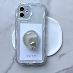 【受注製作】スマホグリップ　スマホスタンド　「beans neutral silver」　スマホスタンド　レジンアクセサリー