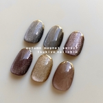 autumn magnet ネイルチップ　付け爪/ニュアンス/ミラーネイル/秋ネイル/成人式/オーダー制/可愛い/minne_new/新作/マグネット/暖色/秋冬/お洒落/短め/韓国