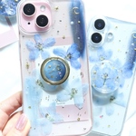 Starlit Bloom🌙スマホケース 押し花iPhoneケースAndroid対応 フラッシュマグ クリア 全機種 iPhone15 iPhone16 ショルダー 16e iPhone17